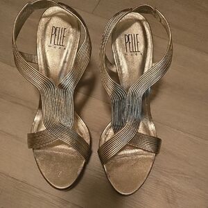 Pelle Moda Metallic Gold Strappy Heels